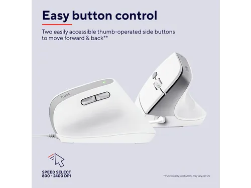 Muis Trust ergonomisch BAYO II wit 25397