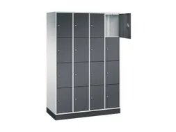 lockerkast,HxBxD 1950x1220x500mm,4x4vakken,cil.-slot,sokkel