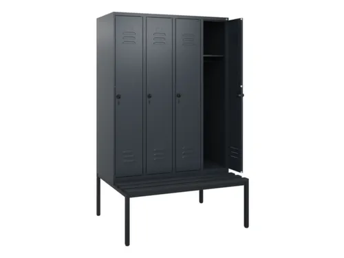 locker met bank,HxBxD 1950x1200x815mm,4vak,vak B 300mm,draaigrendel