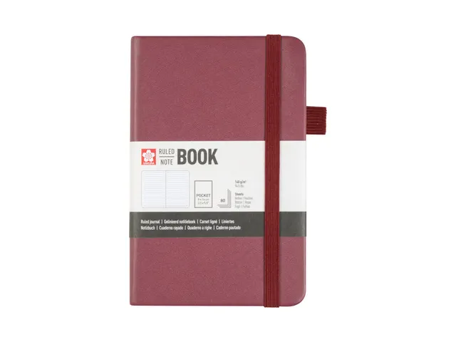 Notitieboek Sakura hard cover pocket lijn moerbei 90x140mm
