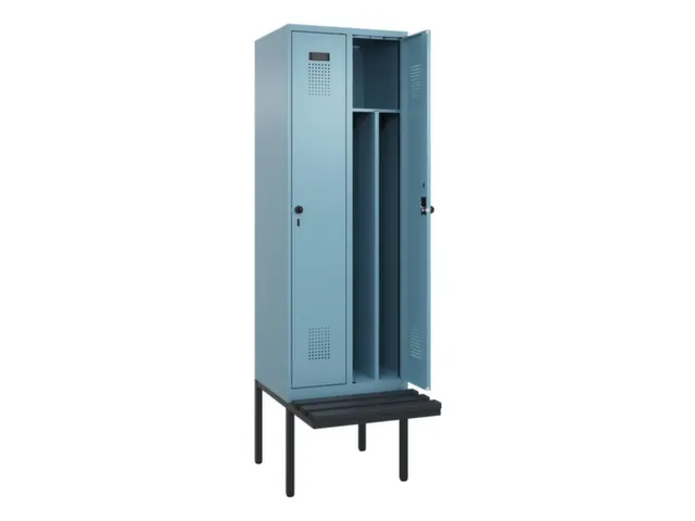 locker met bank,voor scheiding van kleding,HxBxD 2120x600x815mm,2vak
