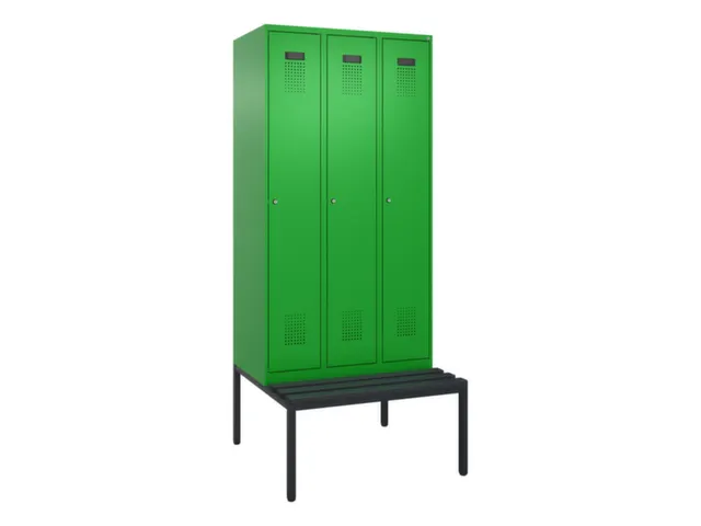 locker met bank,voor scheiding van kleding,HxBxD 2120x900x815mm,3vak
