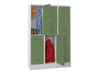 dubbeldekse locker,HxBxD 1850x1200x500mm,3x2vak.,RAL7035,front RAL6011 - 2