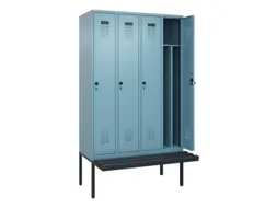 locker met bank,voor scheiding van kleding,HxBxD 2120x1200x815mm,4vak