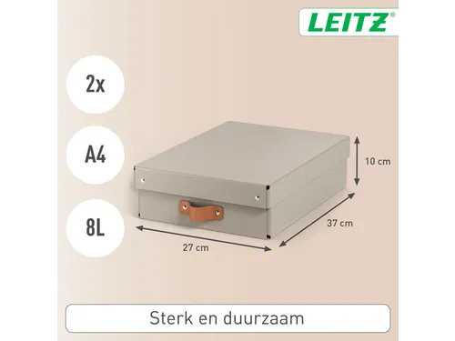 Leitz Puro Opbergdoos met deksel medium laag 8L set van 2 beige