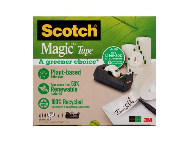 Plakband Scotch Magic 810 19mmx33m transparant 14 rollen + houder