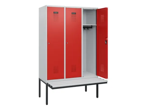 locker met bank,HxBxD 1950x1200x815mm,3vak,vak B 400mm,cilinderslot