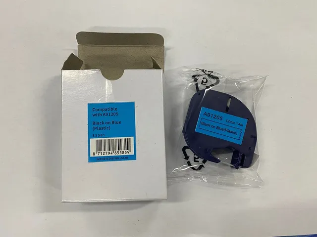 Labeltape Dymo Compatible Letratag 91205 12mm Zwart Op Blauw