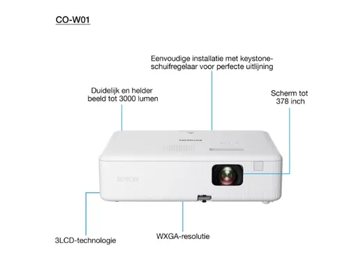 Projector Epson CO-W01 WXGA 3LCD-technologie Wit