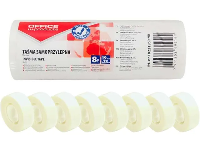 Office Products Plakband 19mmx33m mat Schrijfbaar oppervlak 8 stuks