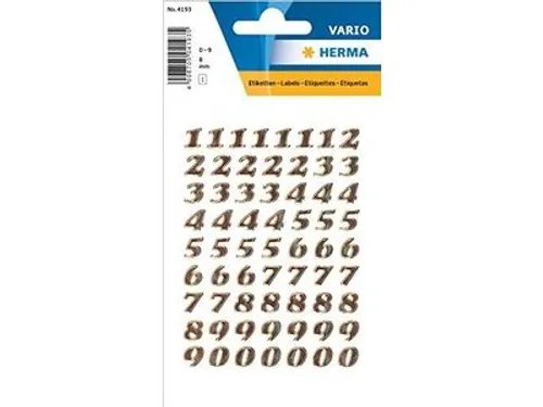 Etiket Herma 4193 8mm Getallen 0-9 Goudfolie Glitter 64 stuks