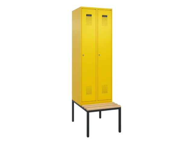 locker met bank,voor scheiding van kleding,HxBxD 2120x600x815mm,2vak