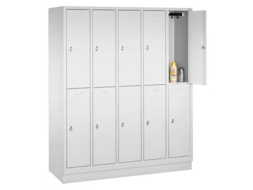 lockerkast,HxBxD 1800x1480x500mm,5x2vak.,romp RAL7035,front RAL3003