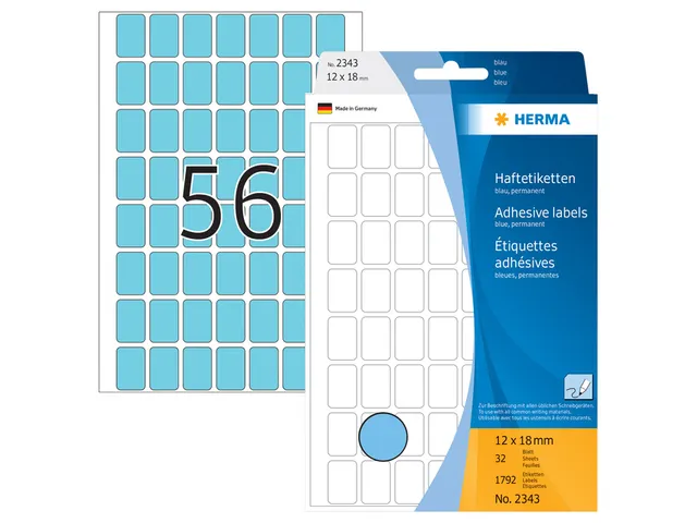 HERMA 2343 Universele etiketten 12x18mm Blauw 1792 stuks