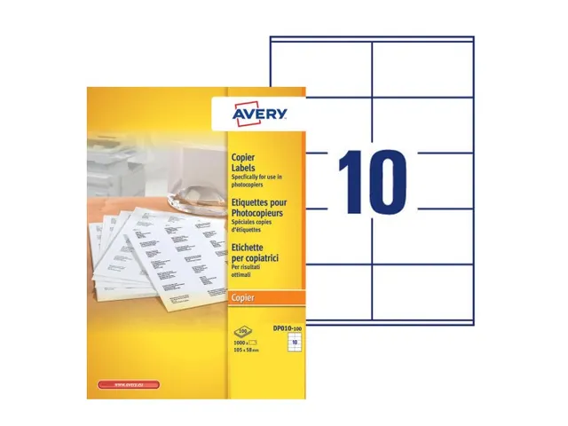 Etiket Avery DP010-100 105x58mm kopieren wit 1000Stuks