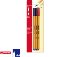 Fineliner STABILO point 88 0.4mm blister à 3 kleuren assorti - 2