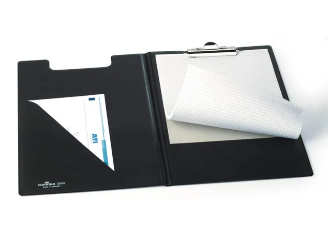 Porte-bloc à pince avec rabat Durable 2355 + pochette noir A4