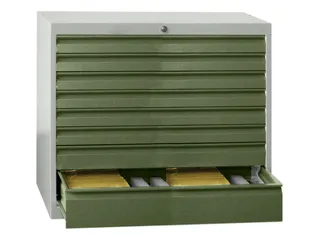 ladekast 600x1023x600mm 5laden cilinderslot RAL7035 front RAL6011 - 1
