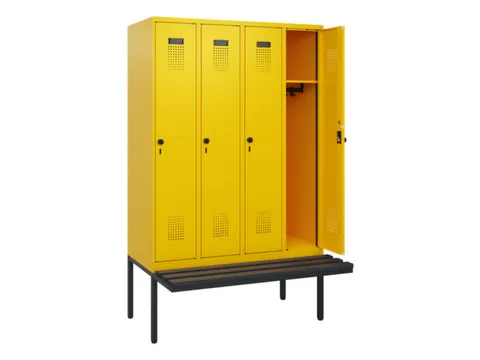 locker met bank,HxBxD 1950x1200x815mm,4vak,vak B 300mm,draaigrendel