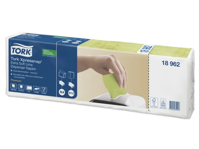 Serviette Xpressnap 2 épaisseurs pli 1/2 vert citron 21,3x16,5cm