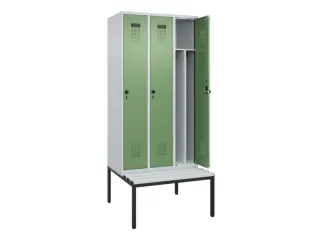 locker met bank,voor scheiding van kleding,HxBxD 2120x900x815mm,3vak - 1