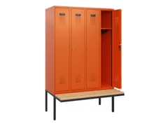 locker met bank,HxBxD 1950x1200x815mm,4vak,vak B 300mm,cilinderslot