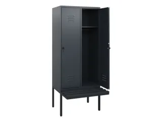 locker met bank,HxBxD 1950x800x815mm,2vak,vak B 400mm,draaigrendel - 2