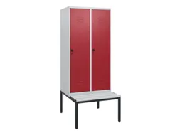 locker met bank,HxBxD 1950x800x815mm,2vak,vak B 400mm,draaigrendel