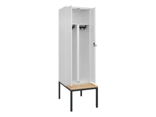 PBM-locker met bank,HxBxD 2120x600x815mm,2vak,vak B 300mm,draaigrendel - 2