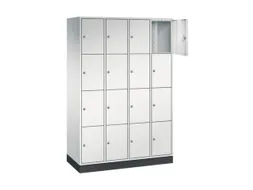 lockerkast,RAL 7035,HxBxD 1950x1220x500mm,4x4vakken,cil.-slot,sokkel