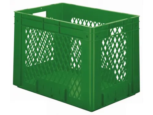 Euronorm Stapelkrat 420x600x400mm 80l Opengewerkt/Bodem Gesl. Groen