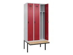 locker met bank,voor scheiding van kleding,HxBxD 2120x900x815mm,3vak