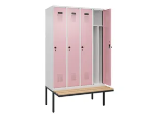 locker met bank,voor scheiding van kleding,HxBxD 2120x1200x815mm,4vak - 1