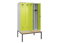 locker met bank,voor scheiding van kleding,HxBxD 2120x1200x815mm,4vak