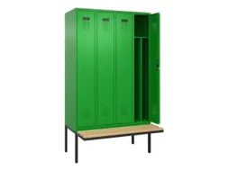 locker met bank,voor scheiding van kleding,HxBxD 2120x1200x815mm,4vak