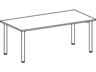 vergadertafel HxBxD 72x180x80cm rechthoekig Esdoorn 4voeten Alu - 4