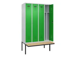 locker met bank,voor scheiding van kleding,HxBxD 2120x1200x815mm,4vak