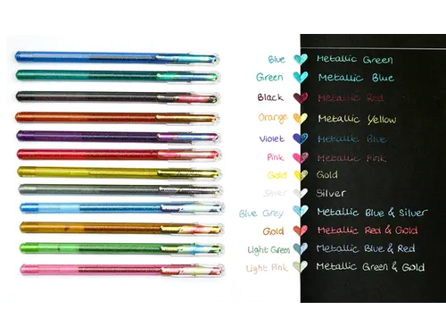 Gelschrijver Pentel K110 Dual medium metallic assorti 8 kleuren