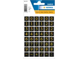 Etiket Herma 4131 13x13mm Getallen 0-9 Goud op Zwart