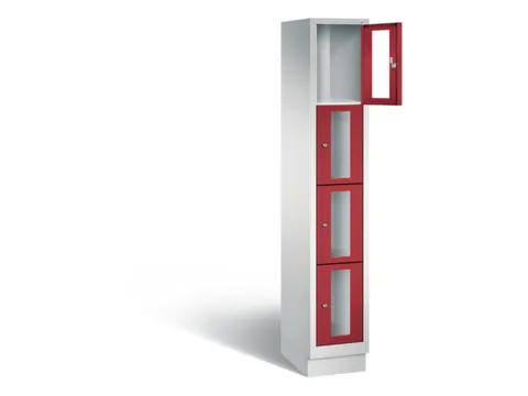 Lockerkast 1800x320x500mm 1x4 vakken Cilinderslot, Sokkel, RAL3003