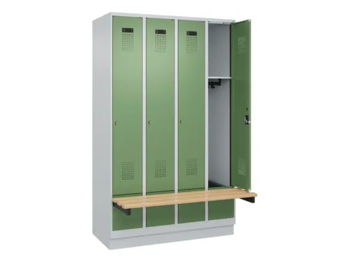 locker met bank,HxBxD 1950x1200x815mm,4vak,vak B 300mm,cilinderslot