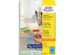 Avery Zweckform Gekleurde Afneembare Etiketten 63.5x33.9mm Blauw