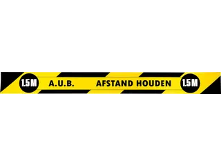 Vloersticker Houd 1,5 Meter Afstand Geel/Zwart 80x8cm - 1
