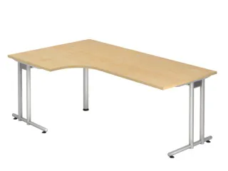 hoek-bureau,HxBxD 720x2000x800/1200mm,blad esdoorn,verdieping links - 1