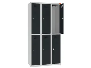 Dubbeldekse lockerkast,HxBxD 1800x900x500mm,3x2vak.,draaigrendel - 1