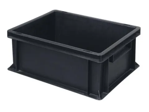 ESD-stapelbak,HxLxB 170x400x300mm,16l,PP,zwart,Wanden gesloten