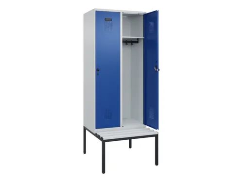 locker met bank,HxBxD 2120x800x815mm,2vak,vak B 400mm,draaigrendel