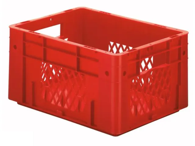 Euronorm Stapelkrat Rood 210x400x300mm 17.5l Opengewerkt/Bodem Gesl.