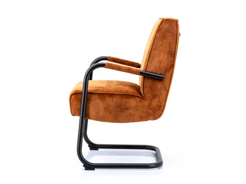 Luxe Vergaderstoel Dunton Cognac Velours Zwart Sledeframe
