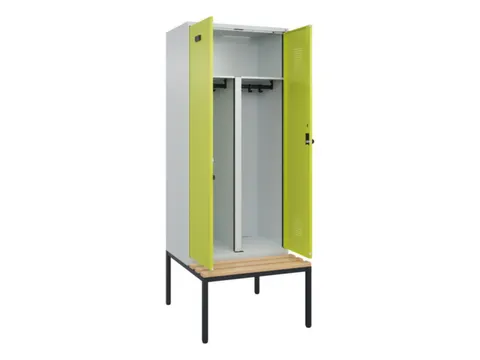 PBM-locker met bank,HxBxD 2120x800x815mm,2vak,vak B 400mm,draaigrendel